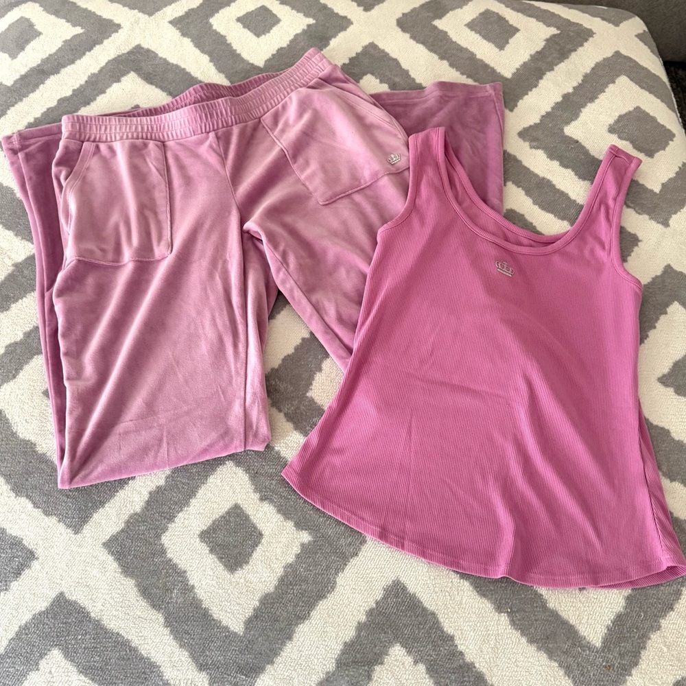 Juicy Couture Pink Ribbed Tank Top and pant set size Medium